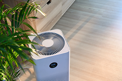 Air purifier on floor