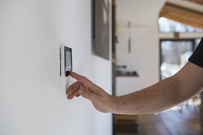 Thermostat on wall